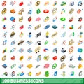 100 business icons set, isometric 3d style