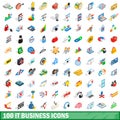 100 it business icons set, isometric 3d style Royalty Free Stock Photo