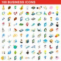 100 business icons set, isometric 3d style