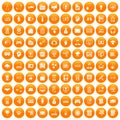 100 IT business icons set orange Royalty Free Stock Photo