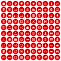 100 IT business icons set red Royalty Free Stock Photo