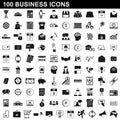 100 business icons set, simple style Royalty Free Stock Photo