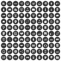 100 IT business icons set black circle Royalty Free Stock Photo