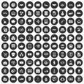 100 business icons set black circle Royalty Free Stock Photo