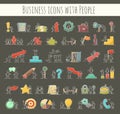 Business icons set of sketch working little people