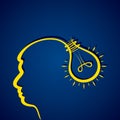 Business idea concept with head and light bulb Royalty Free Stock Photo