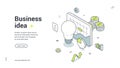 Business idea development creativity brainstorming isometric web banner design template vector Royalty Free Stock Photo