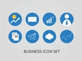 8 Business idea icon set with blue circle background