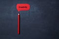 Business idea, individuality and creativity. Success and motivation. A red pencil with a cloud and an inscription.