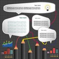 Business idea infographic with icons, charts and pencils, flat design Royalty Free Stock Photo