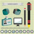 Business idea infographic with icons, persons and 3d charts, flat design Royalty Free Stock Photo