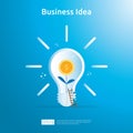 business idea with light bulb and dollar coin growing plant element object. Financial innovation solution concept or investment Royalty Free Stock Photo