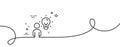 Business idea line icon. Human with lightbulb sign. Continuous line with curl. Vector