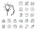 Business Idea line icon. Light bulb sign. Salaryman, gender equality and alert bell. Vector