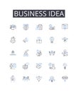 Business idea line icons collection. Marketing plan, Investment strategy, Political agenda, Social mission, Creative