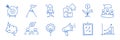 Business idea, startup doodle line icon set. Hand drawn doodle sketch line style business strategy, finance goal concept Royalty Free Stock Photo