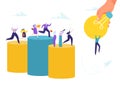 Business idea success concept, vector illustration. Flat people work and reach to creativity, teamwork character goal