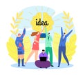 Business idea from team people brain, vector illustration. Creativity teamwork solution, creative innovation solution Royalty Free Stock Photo