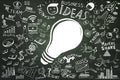 Business ideas.Freehand drawing Light bulb business doodles set Royalty Free Stock Photo