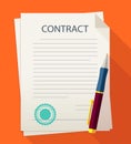 Business illustration contract with pen.