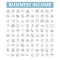 Business income icons, line symbols, web signs, vector set, isolated illustration Royalty Free Stock Photo