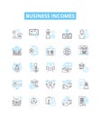 Business incomes vector line icons set. Profits, Revenues, Earnings, Sales, Gains, Yields, Surcharges illustration