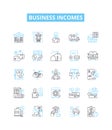 Business incomes vector line icons set. Profits, Revenues, Earnings, Sales, Gains, Yields, Surcharges illustration