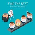 Business incubator Concept. Find the best start up. Flat 3d vector isometric illustration. Royalty Free Stock Photo