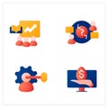 Business incubator flat icons set