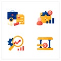 Business incubator flat icons set