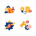 Business incubator flat icons set