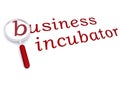 Business incubator with magnifying glass