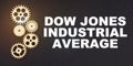 On a black background, gears and the inscription - Dow Jones Industrial Average