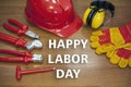 Business and industry concept.Labor Day is a federal holiday of United States America. Repair equipment and many handy tools. Royalty Free Stock Photo