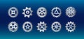Business and industry internet banner. The mechanism consisting of gears on a blue background for the presentation. Cogwheel for