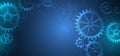 Business and industry internet banner. The mechanism consisting of gears on a blue background for the presentation. Cogwheel for