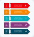 Business infographic arrow template with 5 options. Can be used for diagram, graph, chart, report, web design.