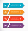 Business infographic arrow template with 4 options. Can be used for diagram, graph, chart, report, web design.