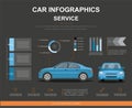 Business infographic with car. Car auto service infographics