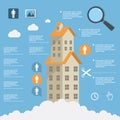 Business infographic construction of apartment houses on flat design