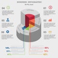 Business infographic. 3D pie chart. Layout for your options or steps