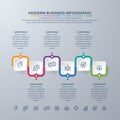 Business Infographic design with 6 process choices or steps. Design elements for your business such as reports, brochures, Royalty Free Stock Photo