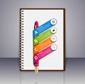 Business infographic design template. Ink pen and notepad. Royalty Free Stock Photo