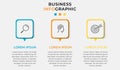 Minimal Business Infographics template. Timeline with 3 steps, options and marketing icons Royalty Free Stock Photo