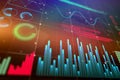 Business infographic with digital stats and analysis indicators
