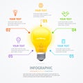 Business Infographic Electric Light Bulb Banner Card. Vector