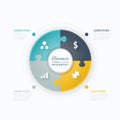 Business infographic elements. Circle with puzzle piece concept and icons.