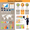 Business infographic flat banners poster