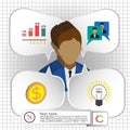 Business infographic with icons, persons, chart and badge, flat design