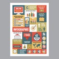 Business infographic - mosaic poster with icons in flat design style. Vector icons set. Royalty Free Stock Photo